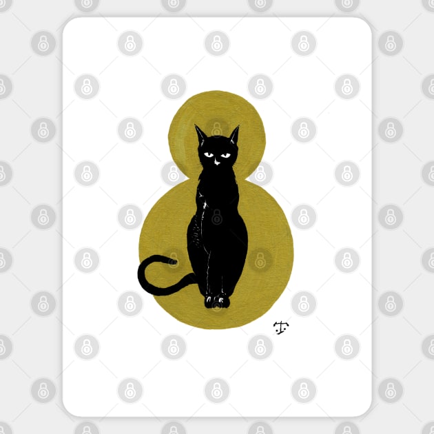 Gold Black Cat Sticker by tristan.r.rosenkreutz